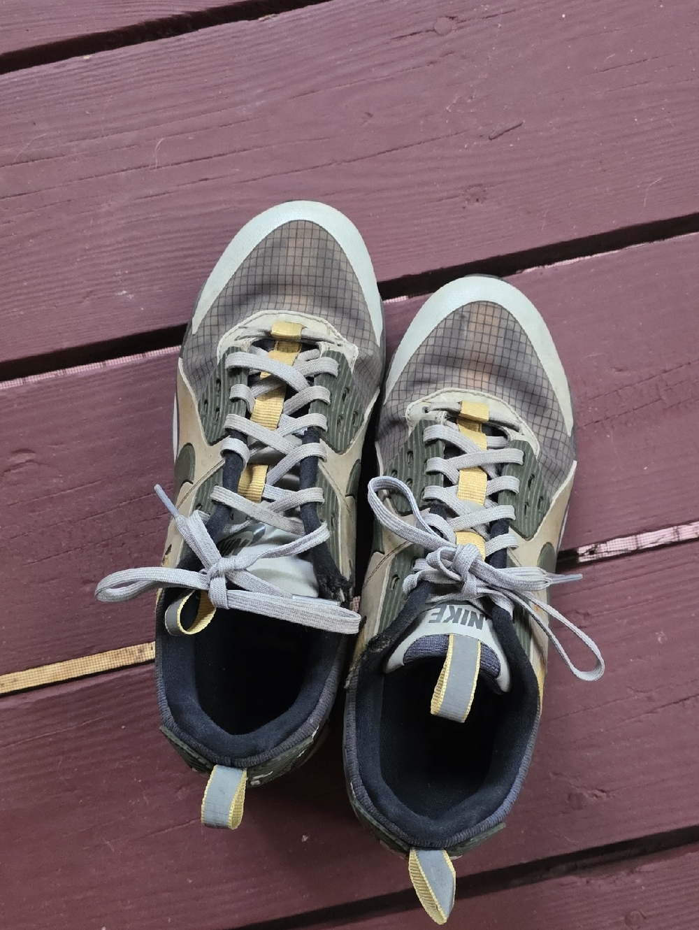 Nike Olive Green and Gray Sneakers